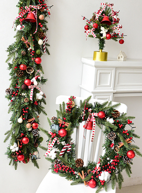 诺琪豪华加密PE叶混合圣诞花环藤条商场栏杆扶手壁炉圣诞装饰品
