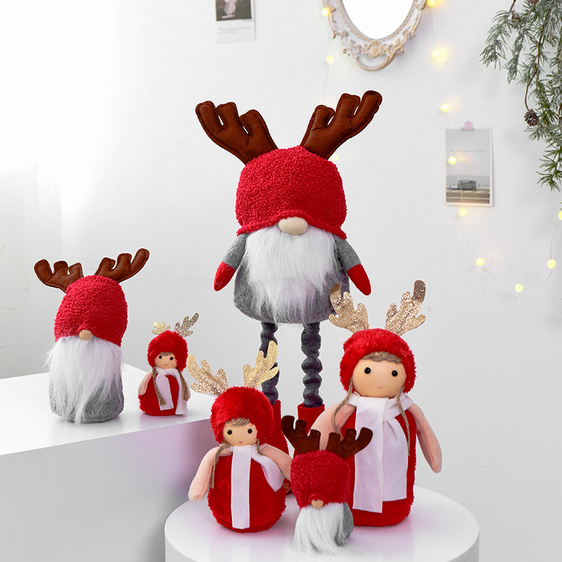 诺琪 北欧圣诞节装饰品圣诞老人伸缩精灵创意公仔桌面装饰摆件