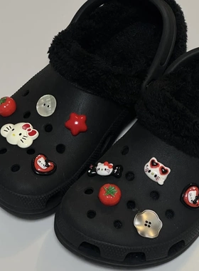 番茄云朵HelloKit猫咪洞洞鞋diy卡通可爱甜酷纽扣鞋花拖鞋面装饰