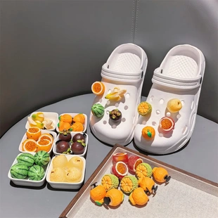 仿真水果洞洞鞋鞋花高级感山竹西瓜可拆卸鞋扣拖鞋装饰扣立体创意