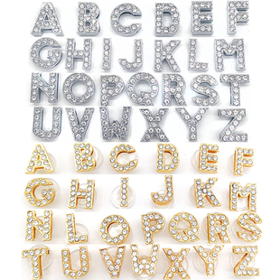 crocs配饰金属字母数字鞋扣鞋花水钻鞋花个性定制洞洞鞋配件diy