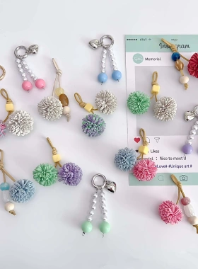 鞋花鞋服辅料原创鞋扣松果球毛球流苏26年夏季新款女鞋包包挂件