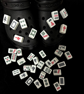 diy洞洞鞋鞋扣幺鸡配件麻将红中发财crocs配饰鞋花搞怪装饰