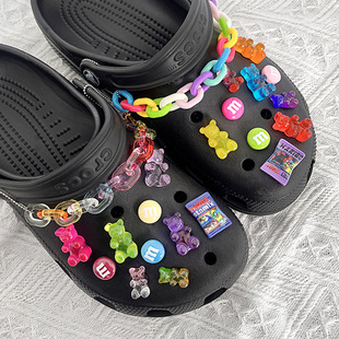 crocs洞洞鞋配饰diy鞋花鞋扣透明小熊软糖果冻链条彩色装饰配件