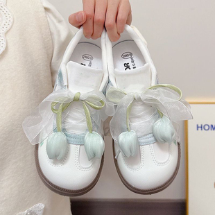 新款可爱郁金香鞋花鞋扣适配小白鞋德训鞋鞋带韩系花苞蝴蝶结配饰