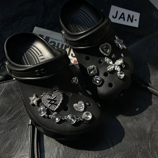 洞洞鞋配饰diy钻石蝴蝶链条鞋花适配卡洛驰洞洞鞋配饰女装饰