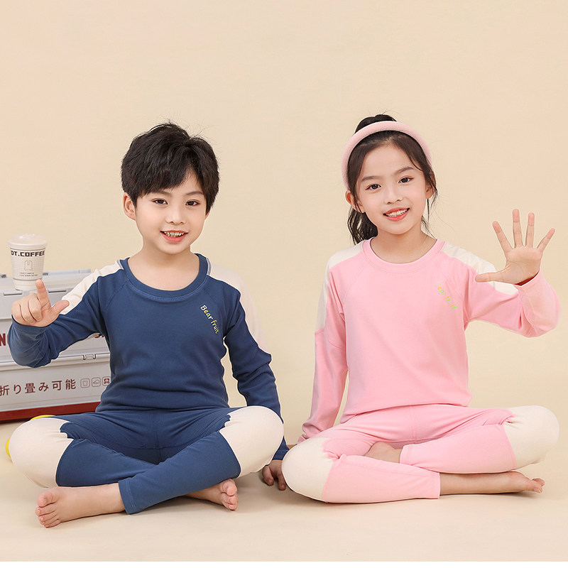 儿童保暖内衣套装德绒男童女童秋衣秋裤加绒加厚全棉小中大童打底