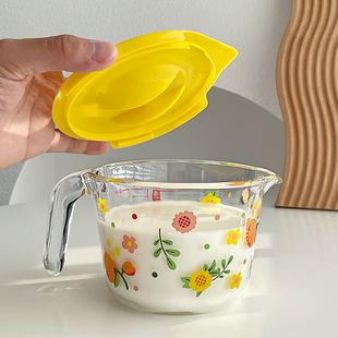 新款 厨房专用耐热玻璃量杯精致大容量打蛋杯早餐加热鲜牛奶刻度杯