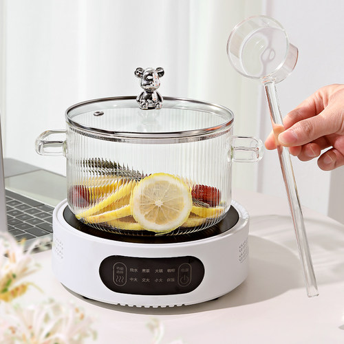 多功能电热养生锅高硼硅玻璃煮锅