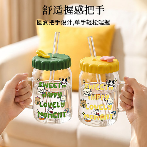 高硼硅耐高温粗吸管玻璃杯