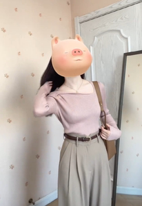 法式漂亮针织上衣休闲西装裤子深冬装搭配盐系轻熟两件套装一整套