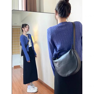 气质盐甜系轻熟温柔风蓝色针织开衫半身裙两件套学院风早秋套装裙