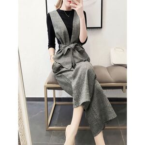 时尚套装两件套2023秋冬季新款女气质阔腿裤女装洋气减龄三件套