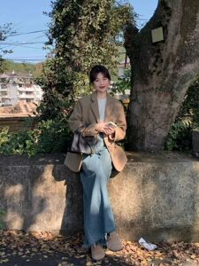 高级感复古毛呢西装外套女秋冬新款韩版加厚宽松百搭气质呢子大衣
