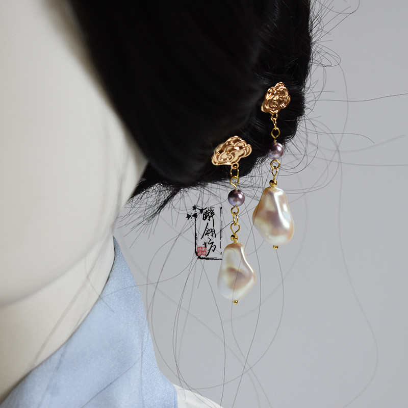 【醉翎坊定制包邮】手工原创仿巴洛克珍珠简约点缀小钗发饰冉冉云