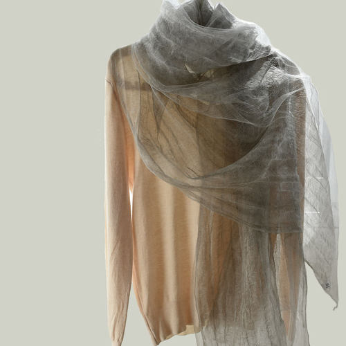 轻薄丝巾轻薄真丝羊毛双层巾褶皱