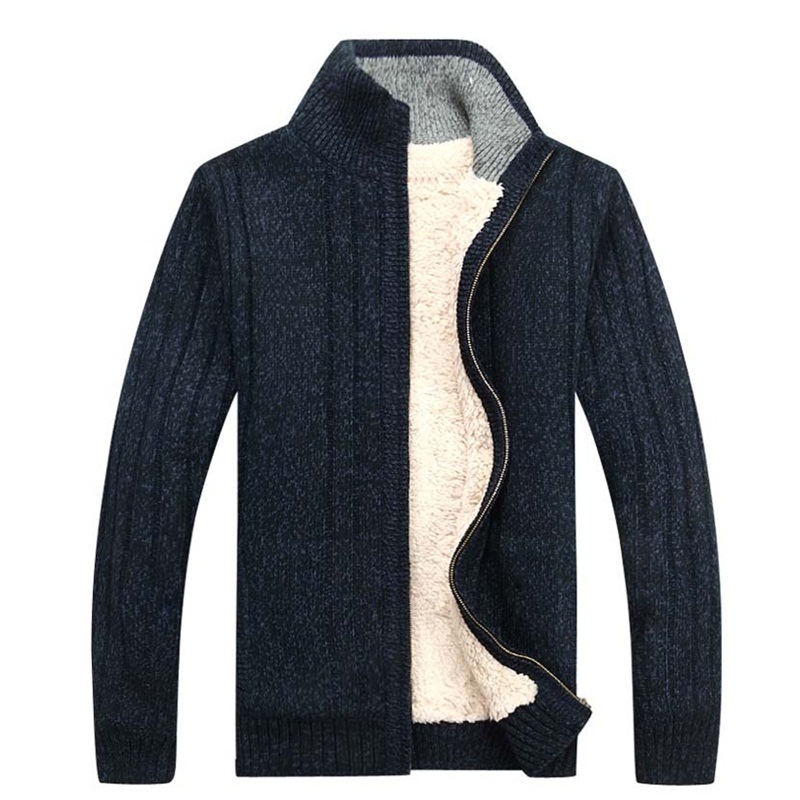 加绒毛衣高领纯色开衫大码