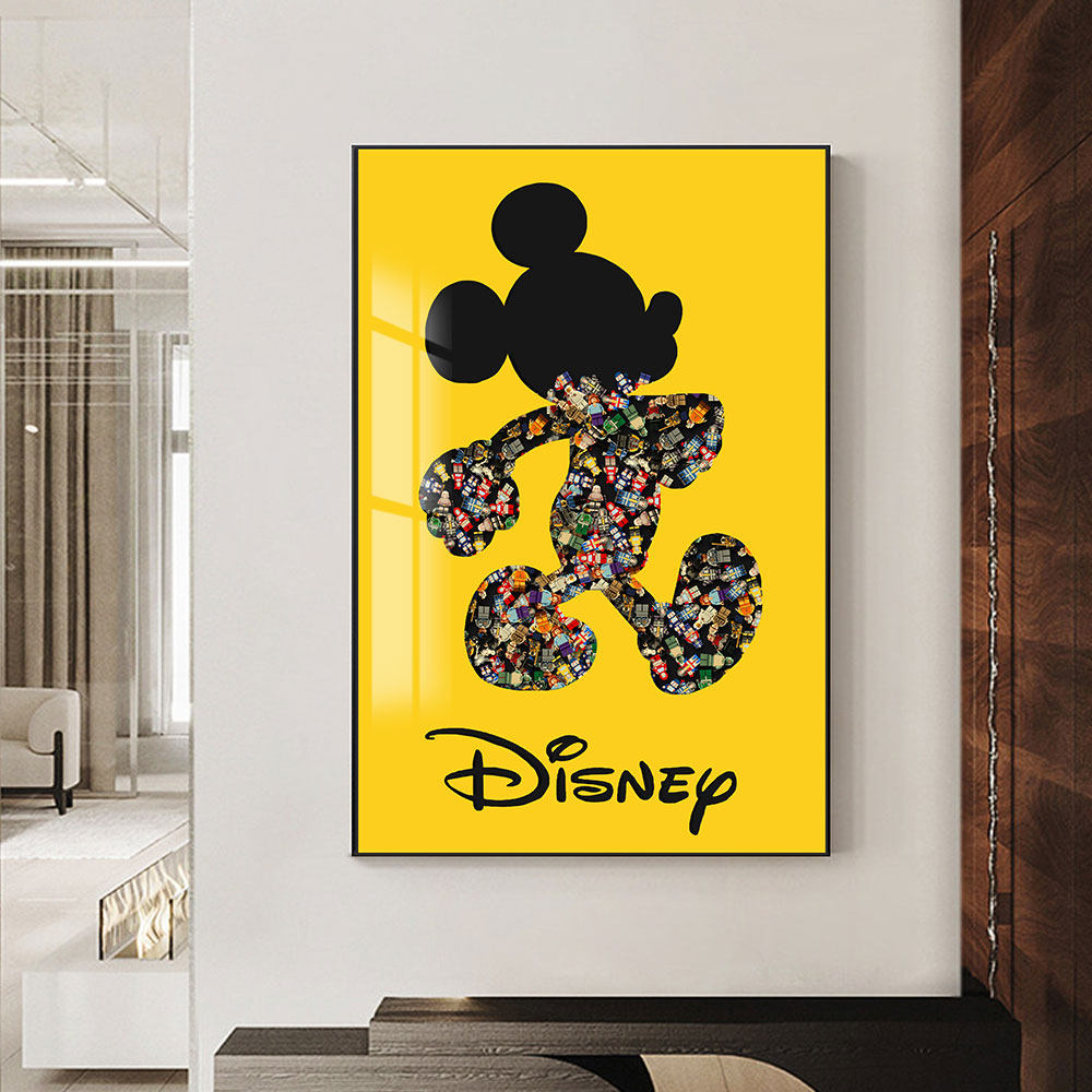 乐高积木玄关走廊过道画卡通米奇立体3d实物装置画儿童卧室挂画