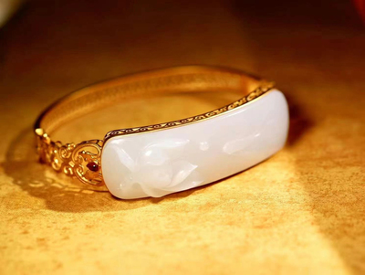 手镯18K黄金镶花丝工艺活口手牌手链女苏工