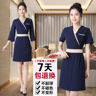 新款 美容院美容师工作服女高端气质月子中心养生馆足浴技师服薄款