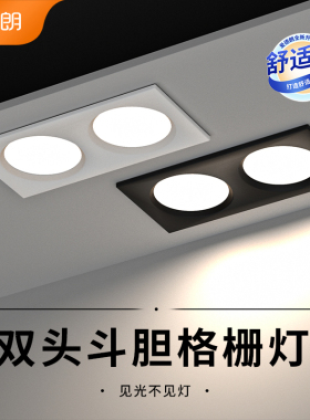 双头筒灯双孔嵌入式超薄长方形客厅灯过道玄关天花led射灯斗胆灯