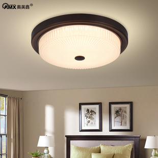 美式 圆形客厅主卧房间书房灯具 吸顶灯LED卧室灯简约复古乡村法式