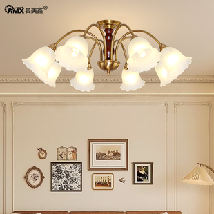 餐厅卧室复古vintage美式 侘寂新款 吊灯法式 中古实木客厅欧式 灯具