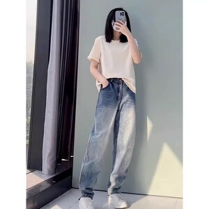 【现货+送运费险】2023秋冬复古高腰宽松阔腿拖地显瘦休闲牛仔裤