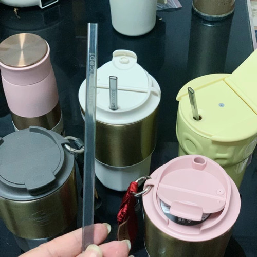 日本momo咖啡扁口吸管热饮专用扁平非一次性tritan环保吸管配件