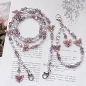 手腕手机链 百搭链条短款 新品 水晶珍珠蝴蝶手机链斜跨肩背挂件时尚