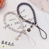 原创设计珍珠挂绳手链富贵茶花个性 民族风手工挂手腕水晶挂件吊坠