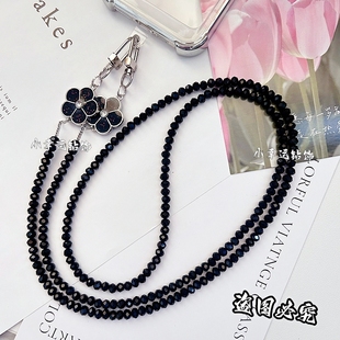 原创樱花水晶手机挂链斜肩背手机挂件水晶挂绳水钻链子吊绳女通用