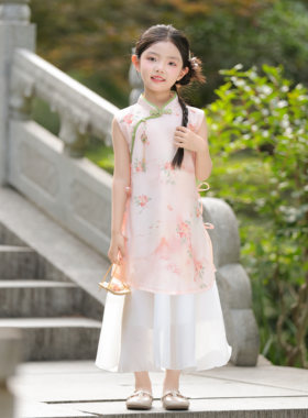 汉服女童旗袍女2025新款儿童旗袍夏薄款新中式中国风连衣裙公主裙