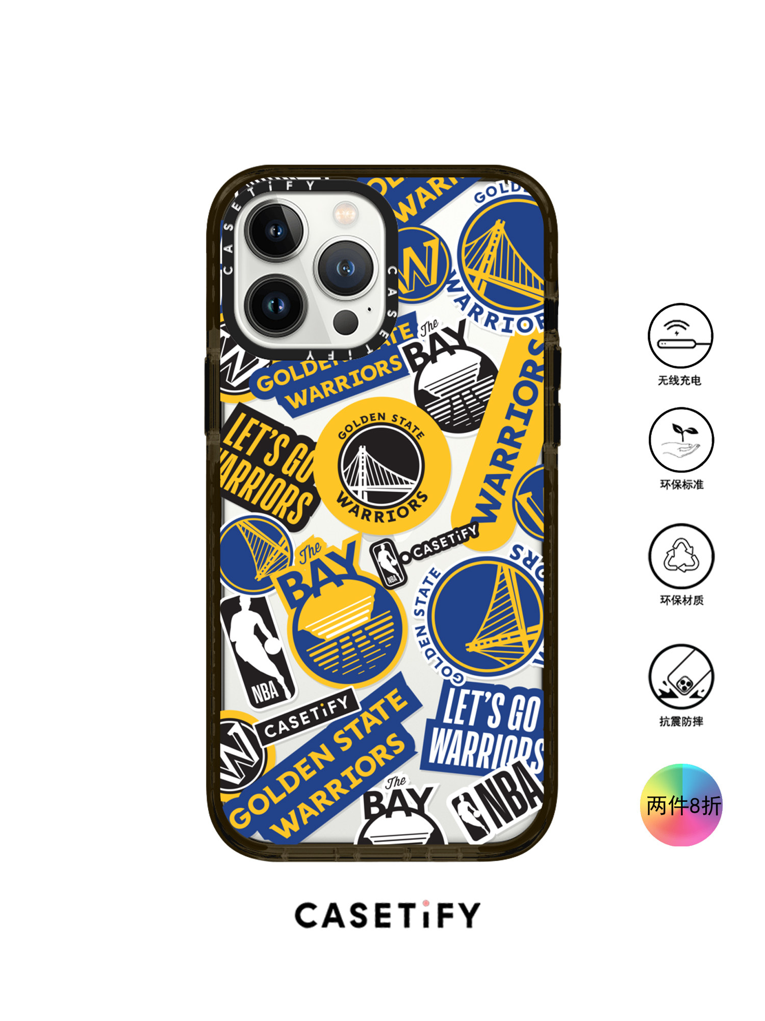 香港代购Casetify WARRIORS Mania勇士队适用iPhone16/15/14/13/12PM手机壳