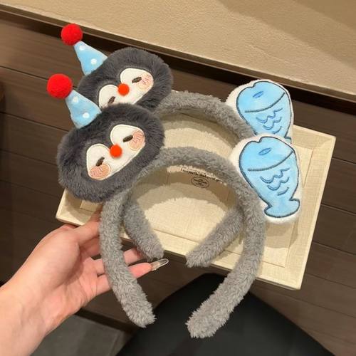 可爱创意企鹅小鱼毛绒发箍女卡通萌趣头饰发卡洗脸拍照压发头箍