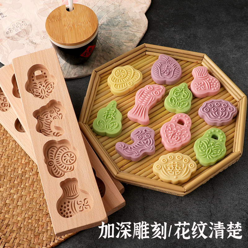 刻木质杏仁饼绿豆糕南瓜七夕巧果图片