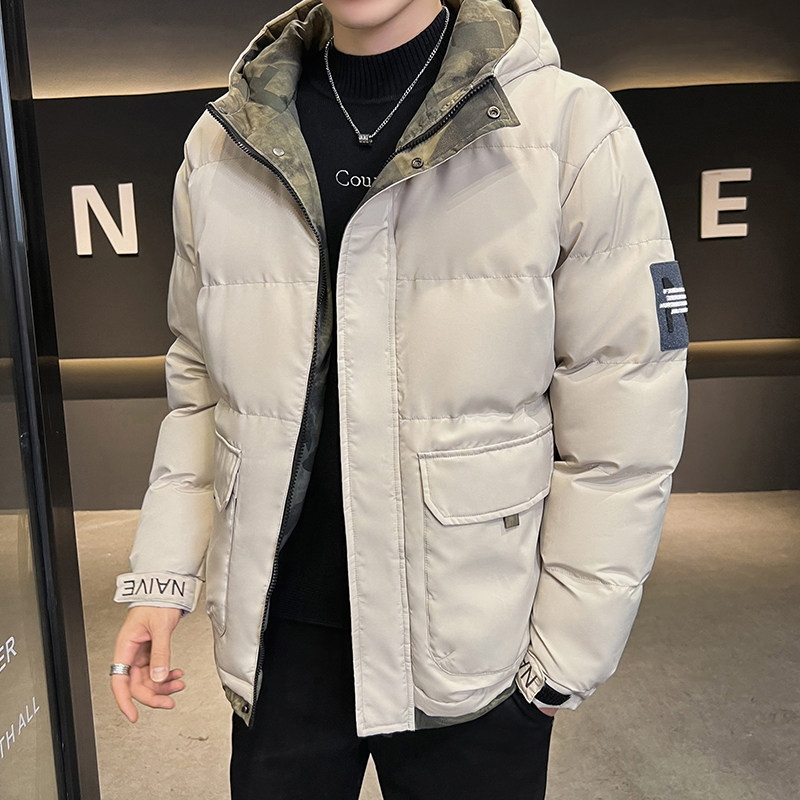 SEMIR GROUP 겨울 다운 재킷 남성용 새 후드 플러스 벨벳 두꺼운 따뜻한 모조 모피 면 재킷
