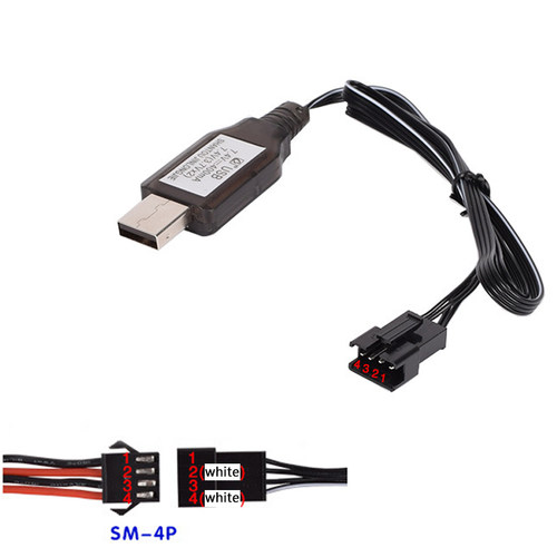 7.4v 3.7V*2反向SM4P充电器水弹枪遥控车E561双鹰挖掘机USB充电线