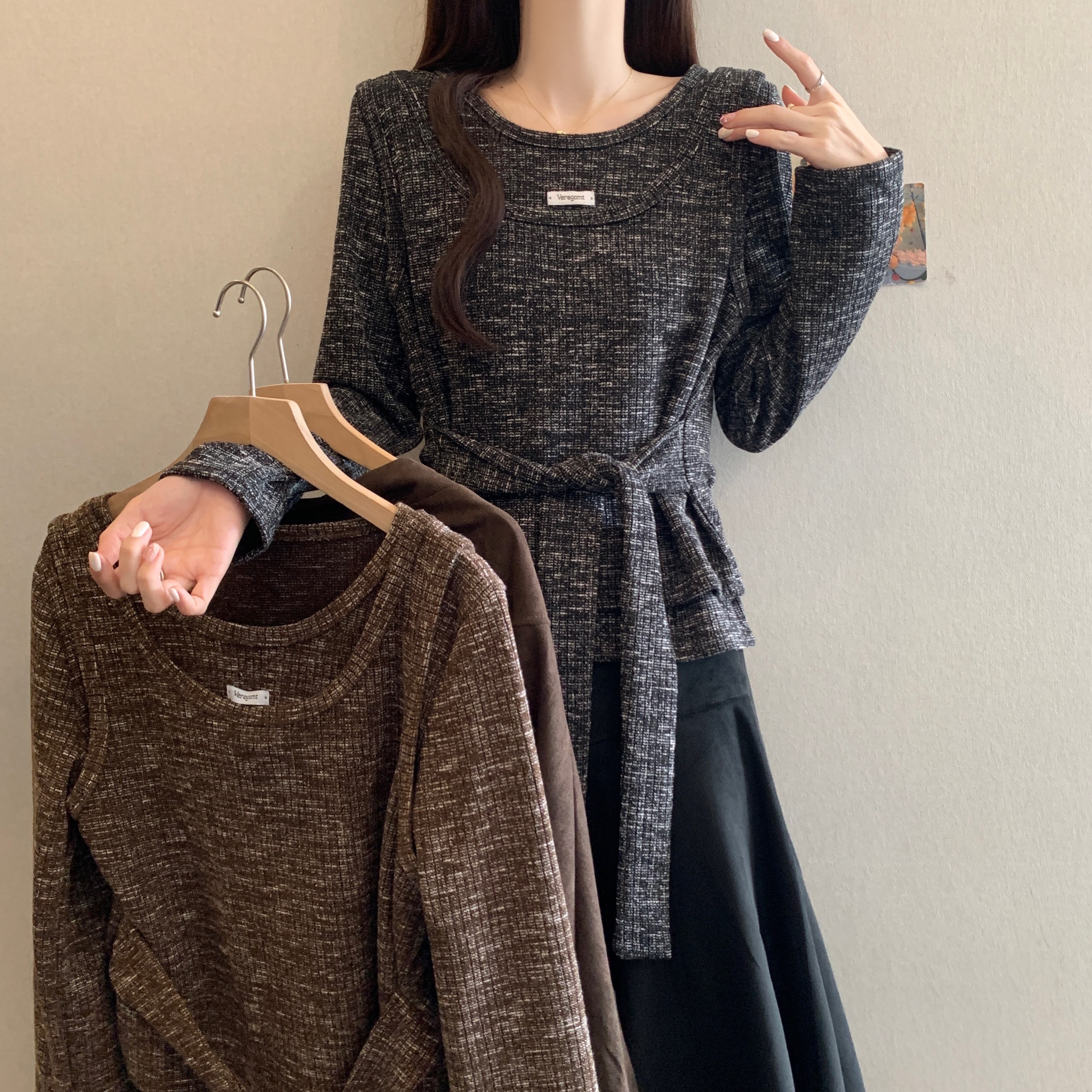 大码高级感复古长袖针织衫女