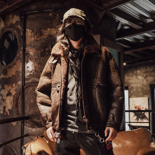 T76053-1醇植浆染男款皮毛一体复古水洗做旧工艺保暖皮毛一体男款