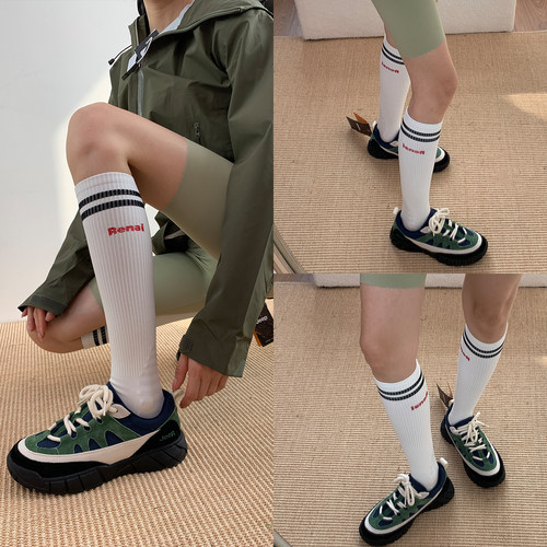 美学级专业肌能白色字母小腿袜