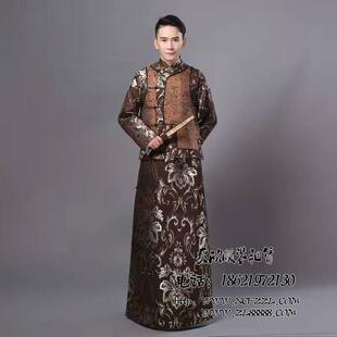 民国地主老爷上海滩冯敬尧杜月笙管家长衫大褂舞台演出服装出租