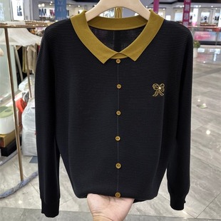 寬松顯瘦 娃娃領(lǐng)減齡洋氣毛衣女秋冬撞色刺繡針織上衣 200斤
