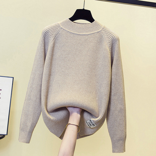 纯色半高领保暖毛衣女宽松显瘦内搭针织上衣 2025秋冬新款 大码 女装