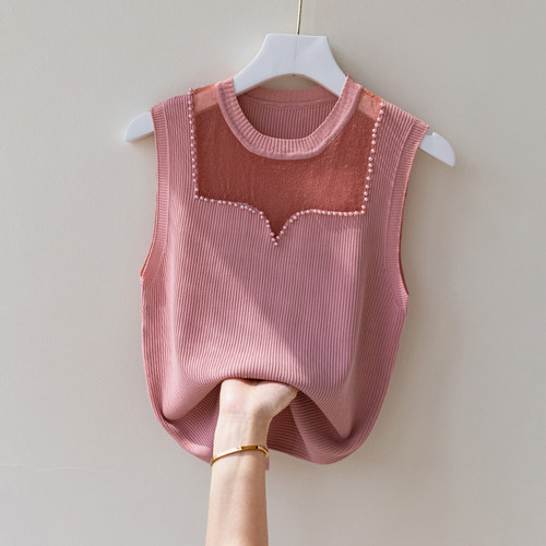 网纱圆领吊带打底衫女