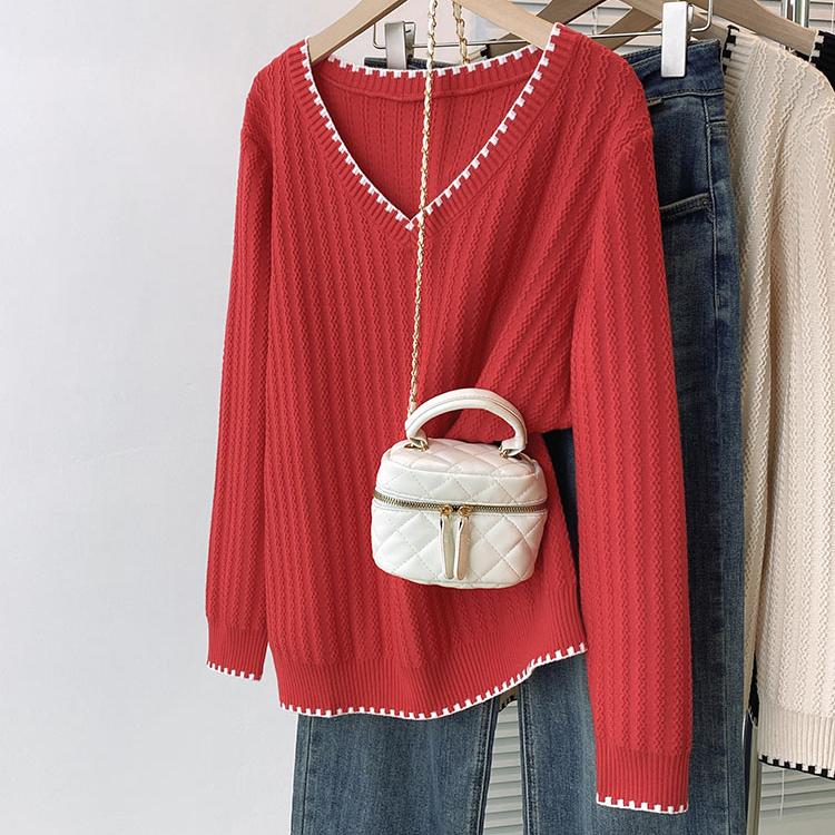 v领套头毛衣女秋冬新款