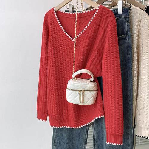 v领套头毛衣女秋冬新款