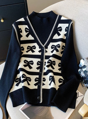 宽松显瘦【80-200斤】假两件半高领针织上衣女冬洋气减龄加厚毛衣