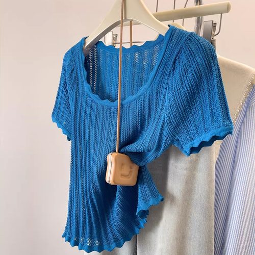 设计感冰丝短袖T恤女夏季薄款