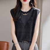 设计感无袖 200斤 宽松显瘦 冰丝针织背心女夏季 新款 上衣薄款